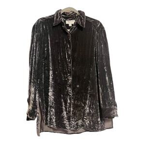 VTG Emanuel Ungaro Flowy Crushed Velvet Silk Blend Button Down Shirt Top 8